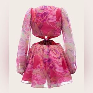 SHEIN VCAY Mono De Manga Farol Con Nudo De Cintura Con Abertura De Gasa